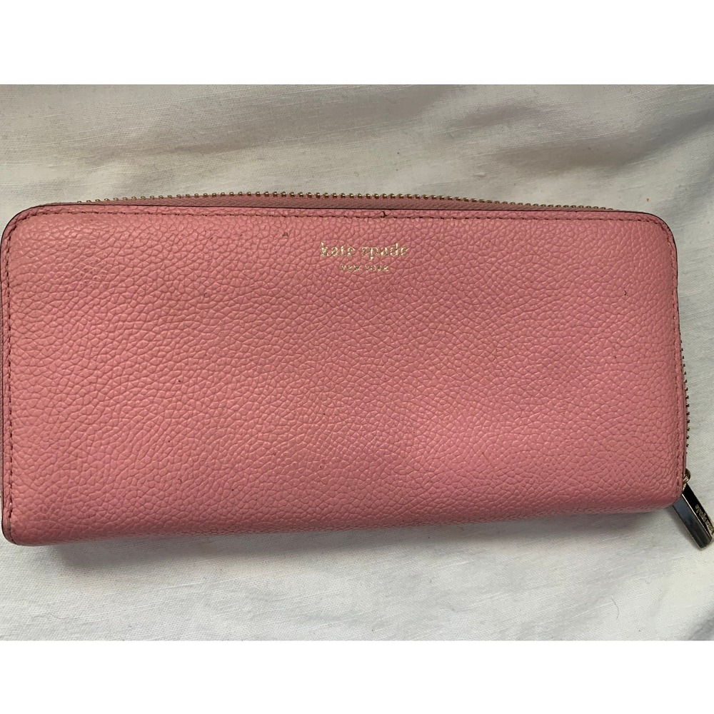 Kate Spade New York Pink Pebbled Leather Zip Around Continental Wallet#622